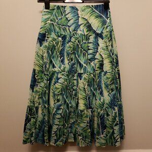 Chaps Petite Palm Print Tiered Cotton Maxi Skirt